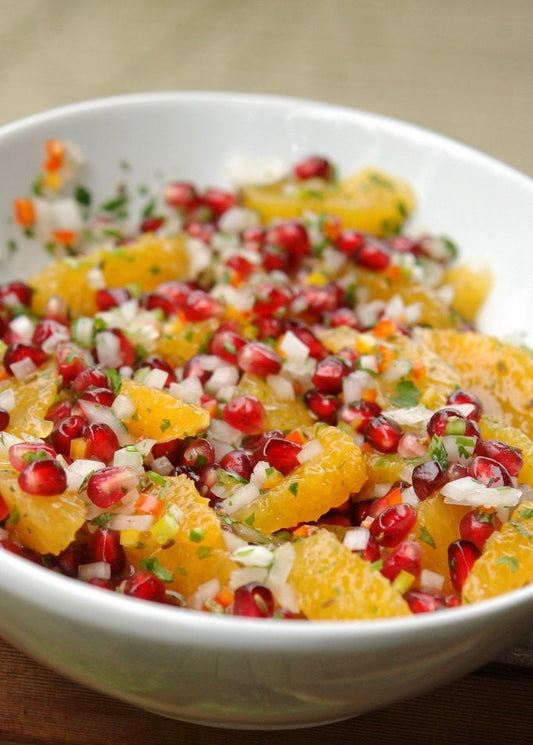 Pomegranate and Orange Salad with Verde Esmeralda Red Diamond Royal