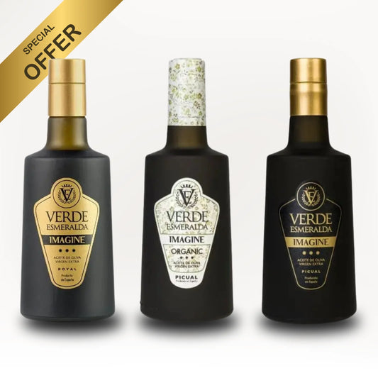 Verde Esmeralda Imagine Pack – Picual, Royal & Organic EVOO (3 x 500ml)