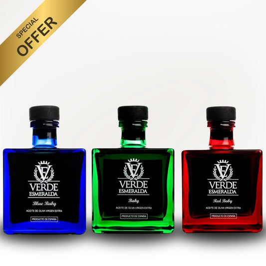 Verde Esmeralda Baby Pack | 3x100ml Picual, Royal & Organic EVOO